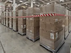 Aisle of pallets in the warehouse