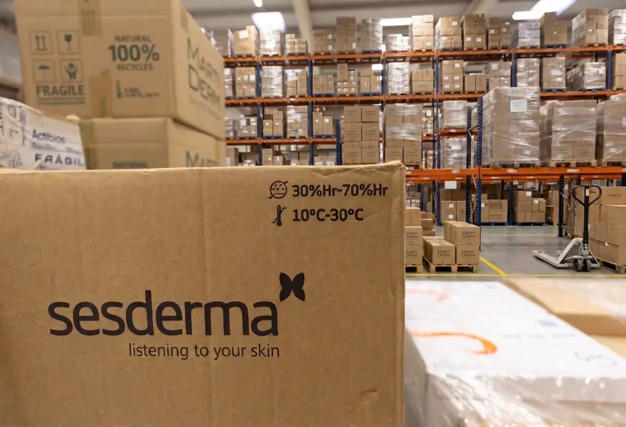 Boxes of cosmetics ready in the warehouse