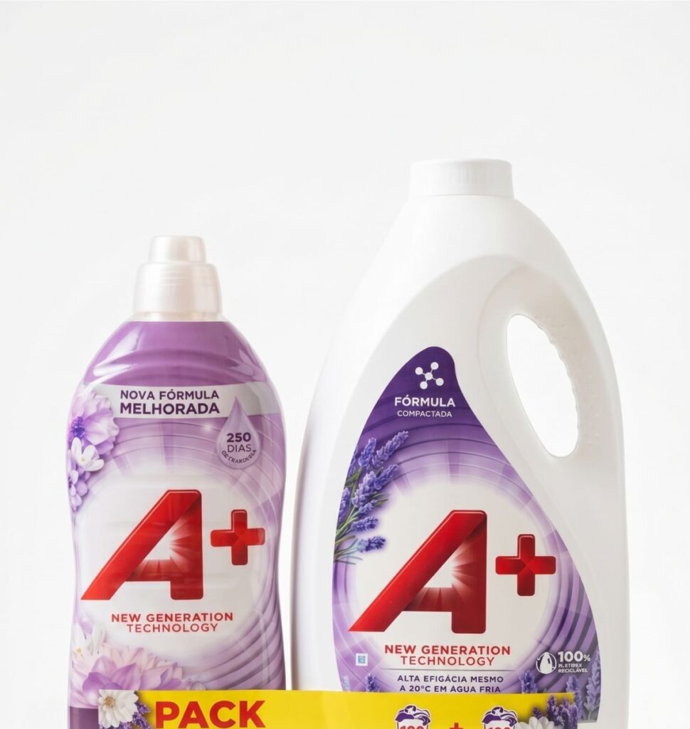 BlueSun detergent and fabric softener promotional pack joined with a custom sleeve
