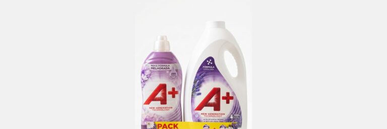 Pack promocional de detergente y suavizante montado por Grupo Akoma para BlueSun